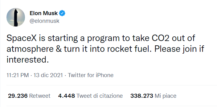 Musk vuole catturare CO2 per i suoi razzi e 50 accademici italiani vogliono bandire quella tecnologia